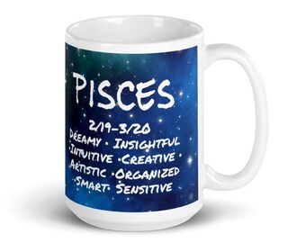 Pisces Mug, Coffee Mug for Pisces, Astrology Mug, Galaxy Lover, Water Sign Mug