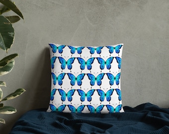 Blue Butterfly Throw Pillow