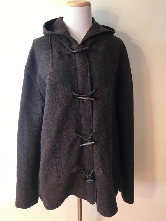 Jones NY Wool Brown Hooded Blanket Coat