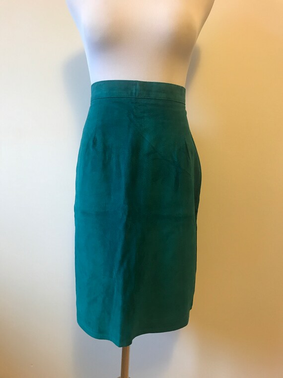 Vintage 80s Black Suede High-Waist Pencil Skirt Size 28