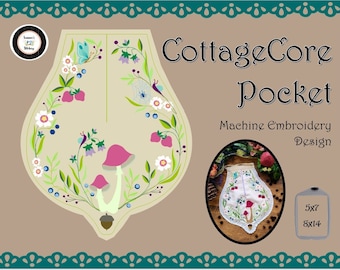 Padrão de bordado à máquina Cottage Core do século XVIII