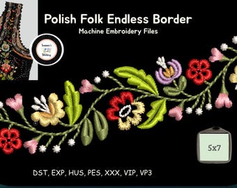 Design folclórico tradicional polonês - Padrão infinito de bordado à máquina