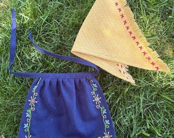 Kirsten Larson "On the Trail" Accessories-Apron,  Shawl, and hair ribbons American Girl Doll Reproduction