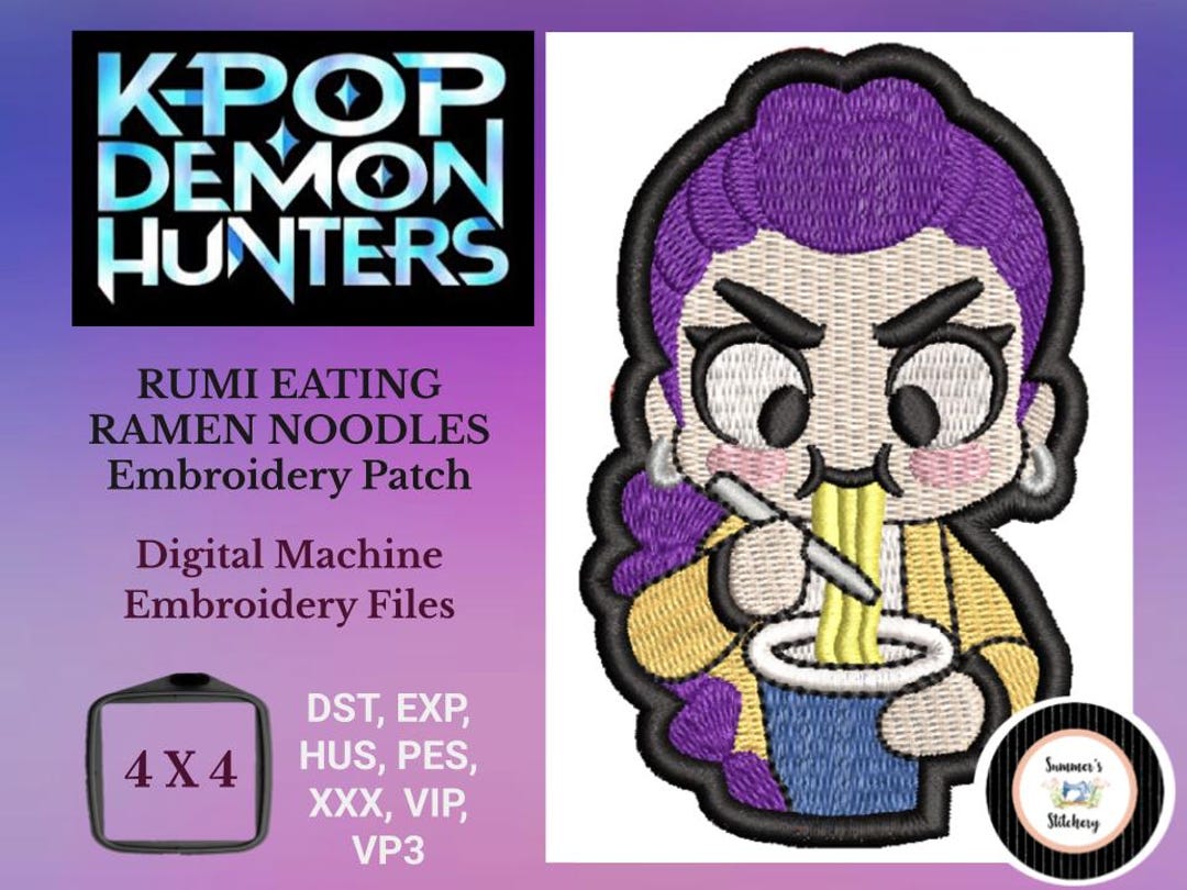 Rumi Eating Ramen K Pop Demon Hunters Machine Embroidery Patch