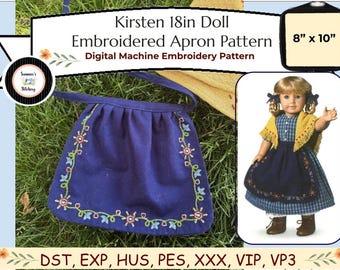 Kirsten Larson Floral Apron- Replica Digital Machine Embroidered Pattern for American Girl Doll