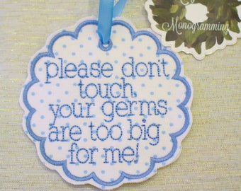 Please dont touch baby car seat tag, baby shower gift stroller tag, please don't touch car seat sign, baby sign don't touch baby, baby gift