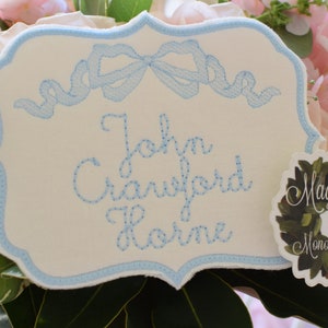 Baby Boys Monogrammed Bassinet Tag, Boys Monogram Bassinet Banner, Hospital Baby Islet Tag , Newborn Baby Banner, Baby Banner for Hospital