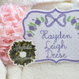 Baby Girls Monogrammed Bassinet Tag, Girls Monogram Bassinet Banner, Hospital Baby Islet Tag , Newborn Baby Banner, Baby Banner for Hospital