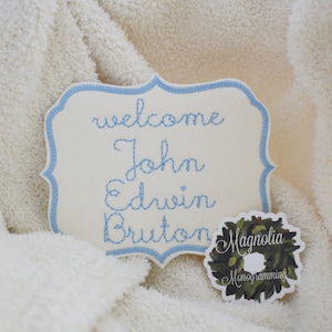 Baby Boys Monogrammed Bassinet Tag, Boys Monogram Bassinet Banner, Hospital Baby Islet Tag , Newborn Baby Banner, Baby Banner for Hospital