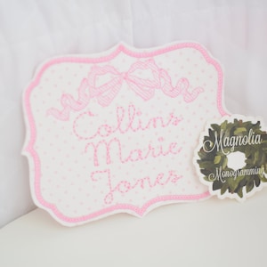 Baby Girls Monogrammed Bassinet Tag, Girls Monogram Bassinet Banner, Hospital Baby Islet Tag , Newborn Baby Banner, Baby Banner for Hospital