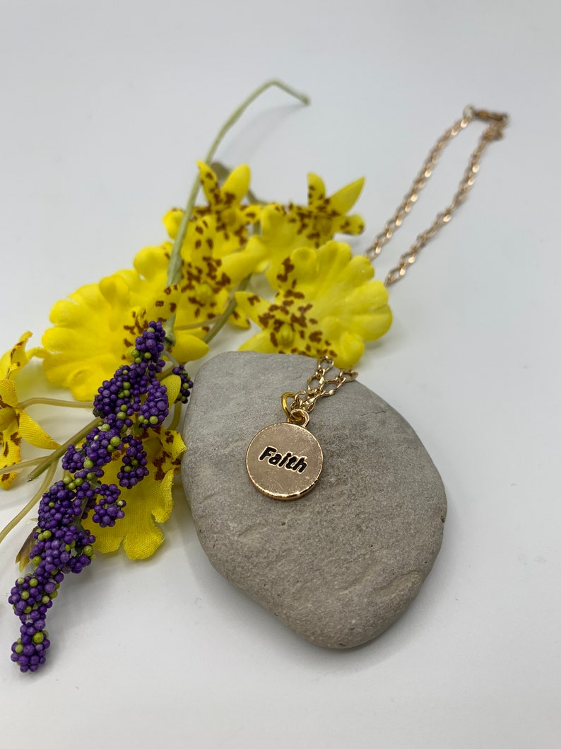 Handmade Necklace 15.5 inch Necklace Rose Gold Plated Necklace Pendant Necklace Teen Necklace Teen Jewelry Faith Necklace