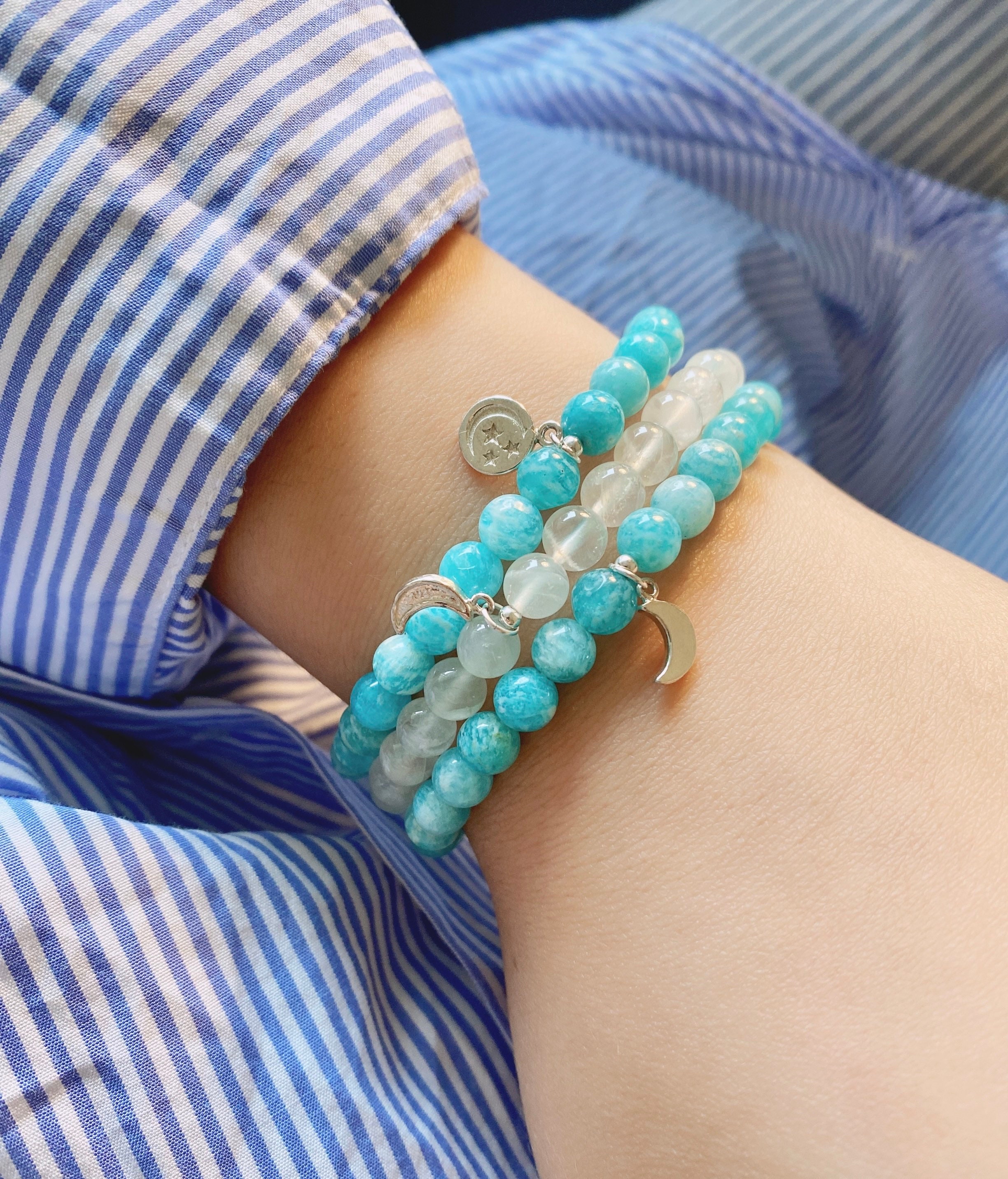 Natural Amazonite Bracelet Beautiful Bright Color6mm Bead Etsy