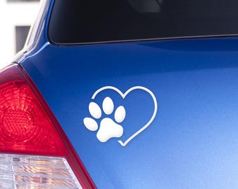 Dog Lover Sticker - Heart Paw Decal for Car, Laptop, Window - Pet Vinyl Sticker Gift