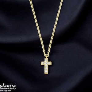 Delicate and Elegant CZ Diamond 8K/14K/18K Solid Gold Cross Pendant-Perfect for Daily Use and Special Occasions-Best Christmas Gift for Her