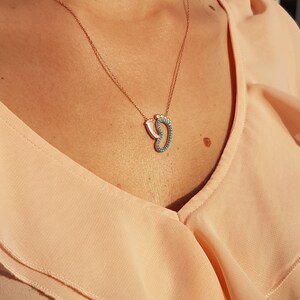 Delicate Nano Turquoise Footprint Necklace, Simple, Tiny, Pave Footprint Necklace in 14 k Gold Fill, Sterling Silver, Rose Gold Fill HoFA046