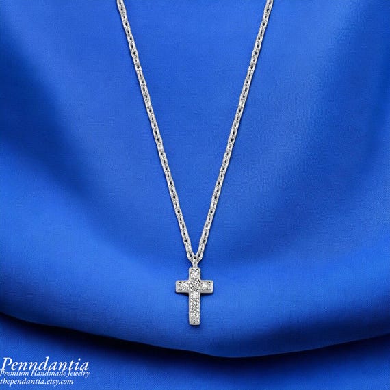 Delicate and Elegant CZ Diamond 8K/14K/18K Solid Gold Cross
