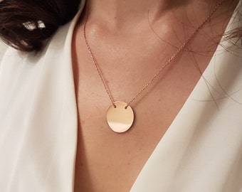 Disc Necklace, Circle Necklace, Necklace in 14 k Gold Fill, Sterling Silver, Rose Gold Fill, Geometric Jewelry, Simple Disc Necklace HoFA002