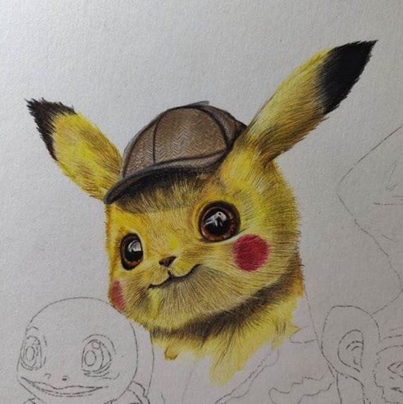 Detective Pikachu Drawing Print A4 Cmcsparronart
