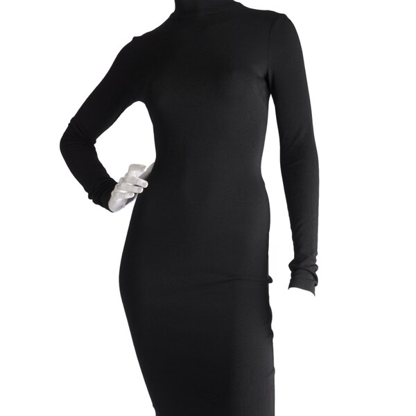 Dolce & Gabbana Vintage Black Stretch Long Sleeve Open Tie Back Dress UK 8/10 40