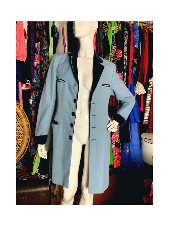 Vintage 1970s Evvaprest Blue Teddy Boy Drape Jacket Coat Etsy