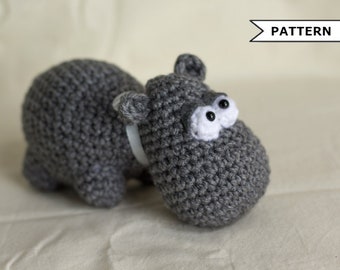 Hippopotamus Crochet Pattern, Hippo Plush, Amigurumi Animal