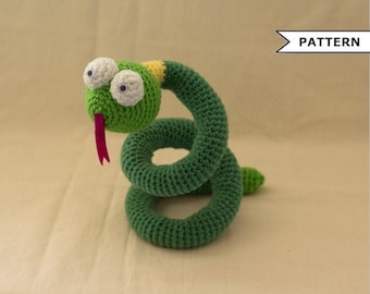Snake Crochet Pattern, Reptile Amigurumi, Toy Snake