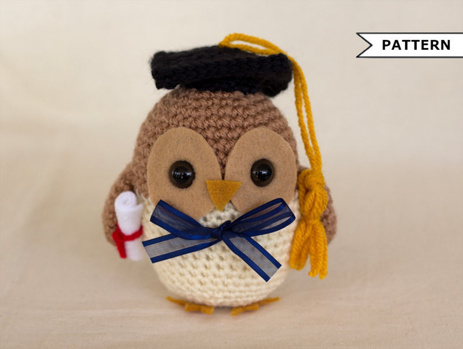 Graduation Owl Crochet Pattern Owl Amigurumi Crocheted Bird Etsy