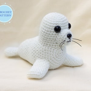 White seal crochet pattern, sea animal, stuffed animal, baby seal