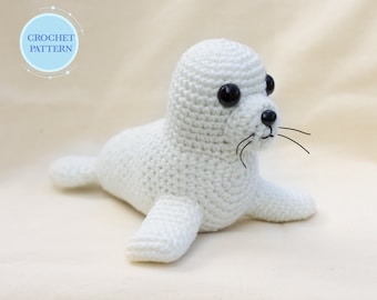 White seal crochet pattern, sea animal, stuffed animal, baby seal