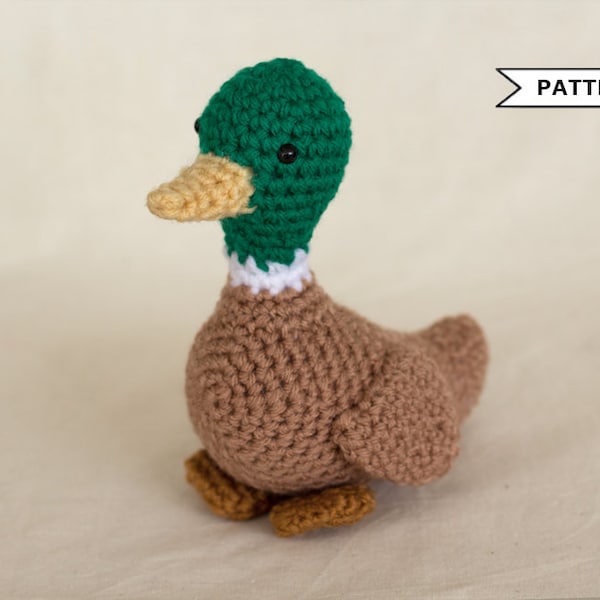 Duck Crochet Pattern, Amigurumi Bird, Mallard Duck