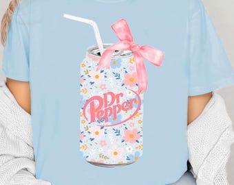 Dr.Pepper | floral | soda can| coquette bow  | graphic tee