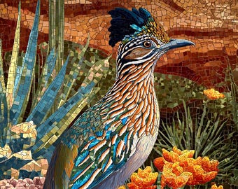 Zippy the Road Runner print on canvas with walnut frame