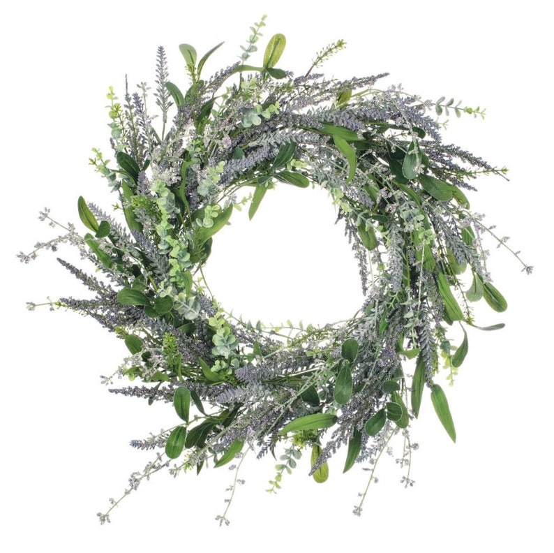 Lavender Wreath, Front Door, Spring Wreath, Wreath Faux, Gifts, Year Round Greenery, Mothers Day, Home Decor image 1