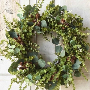 Eucalyptus Wreath, spring Wreath, Wreath Faux, Rustic Farmhouse, Gifts, Front Door, Mothers Day