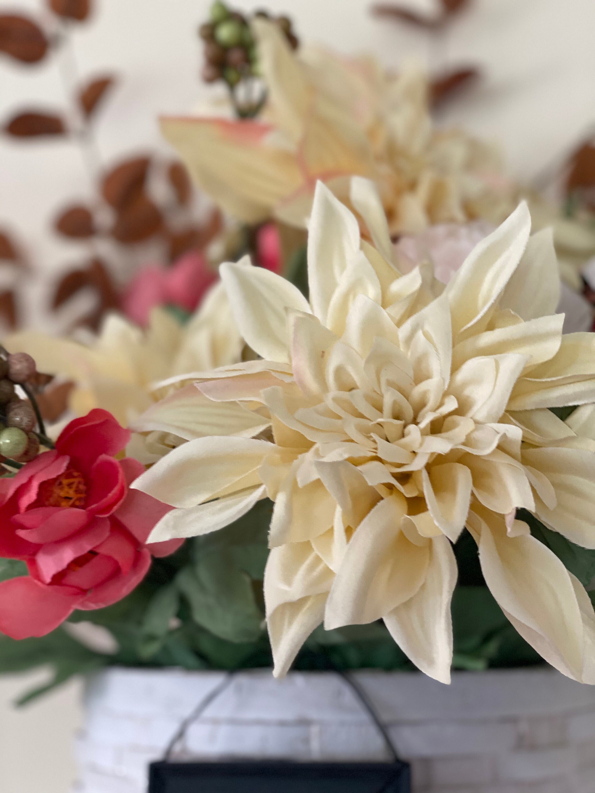 Mixed Dahlia and Poppies Wall Hanging Basket Etsy