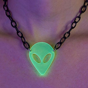Alien Choker | kandi necklace rave accessory alien kandi necklace rave costume alien earrings glow necklace rave acrylic alien necklace EDM