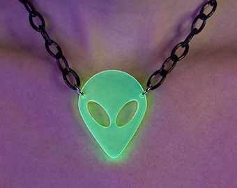 Buitenaardse choker | kandi ketting rave accessoire alien kandi ketting rave kostuum alien oorbellen gloed ketting rave acryl alien ketting EDM