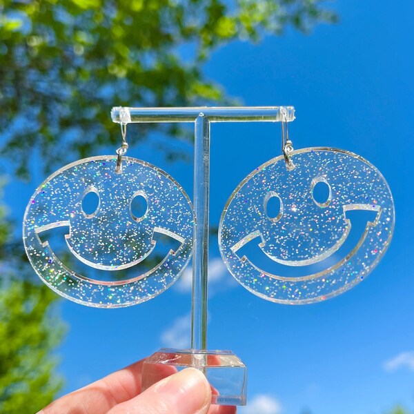 Limited Edition Sparkle & Shine Smiley Earrings (music festival jewelry, rave earrings, raver, EDC,EDM, festival style, rave outfits, kandi)