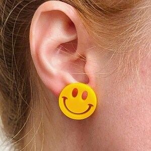 Mini Smile Stud Earrings | smiley face rave earrings edm jewelry womens rave wear festival jewelry 90s nostalgia earrings festival accessory