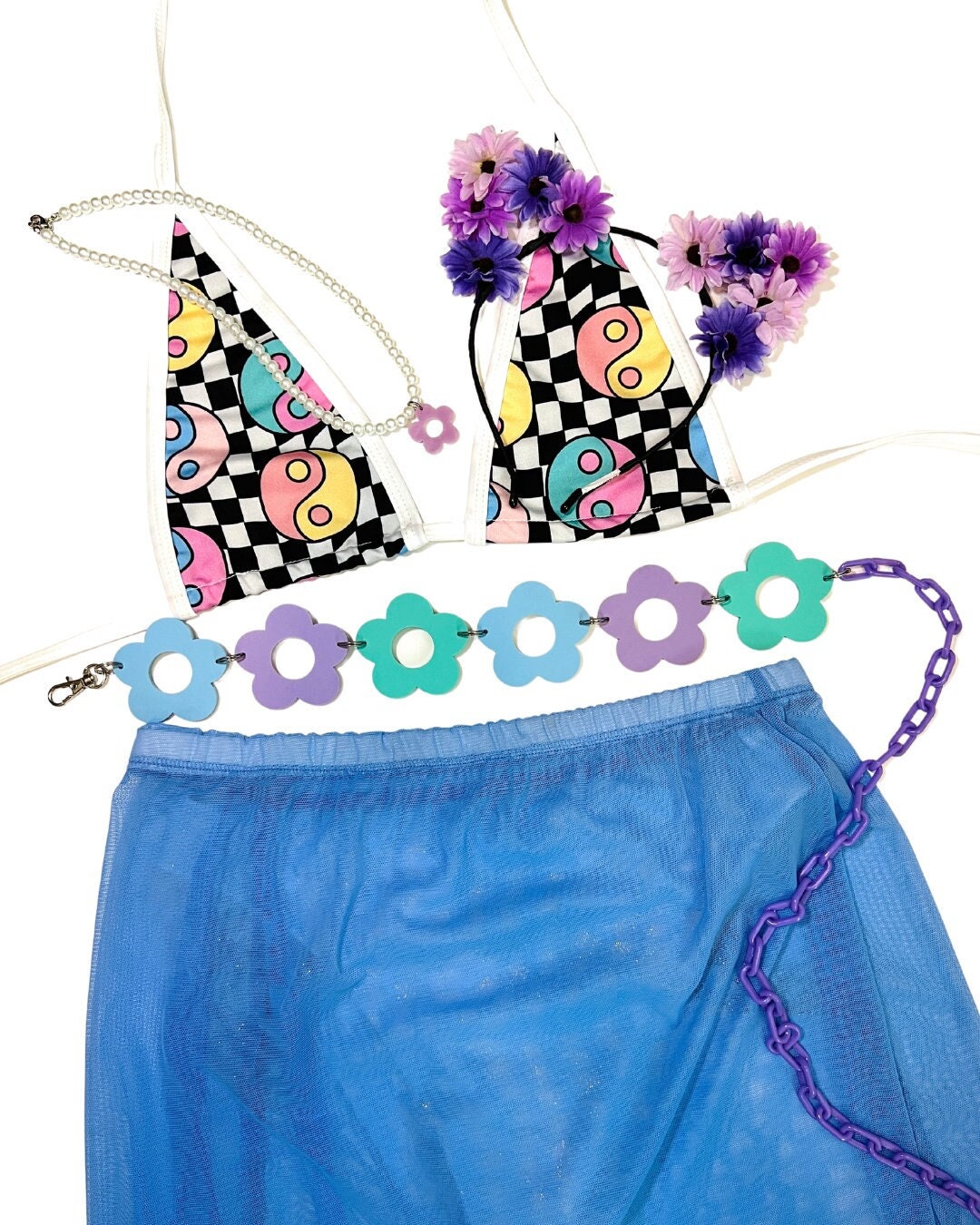 Pastel Flower Power Belt rave Accessory Acrylic Belt Edm Etsy