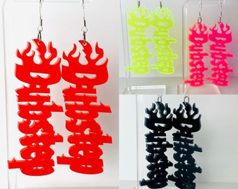 Dubstep Flame Earrings multiple colors (rave earrings, EDM earrings, EDM accessory, festival accessories, music festival fashion, EDM, kandi