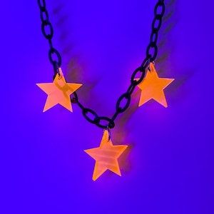 Neon Star Choker | rave accessory womens festival jewelry blacklight party alien costume alien earrings glow party 90s rave green rave kandi