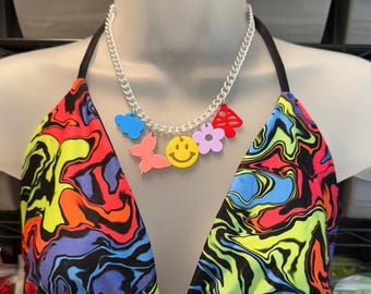 Garden Fairy Necklace | rave necklace kandi charm necklace choker electric forest rave womens outfit 90s rave kandi rainbow rave outfit edm
