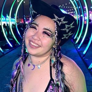 Celestial Charm Necklace | iridescent acrylic rave accessory woman trance dreamstate rave mom charm choker rave jewelry nomad kandi