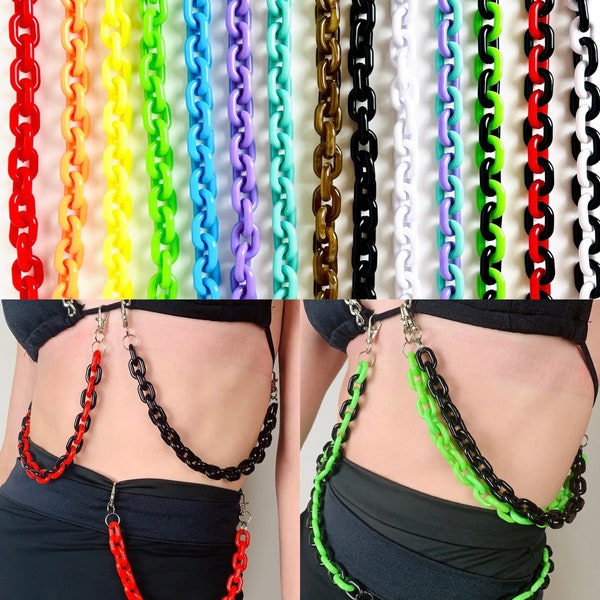 Attachable Chain | rave accessory backpack chain kandi belt chain jewelry kandi rave chain chain belt rave wear acrylic chain waist chain