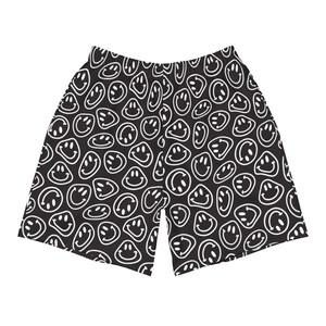 B&W Smiles Men&#39;s Shorts | men&#39;s rave shorts mens rave outfit edm festival plus size shorts athletic edm festival outfits mens matching rave