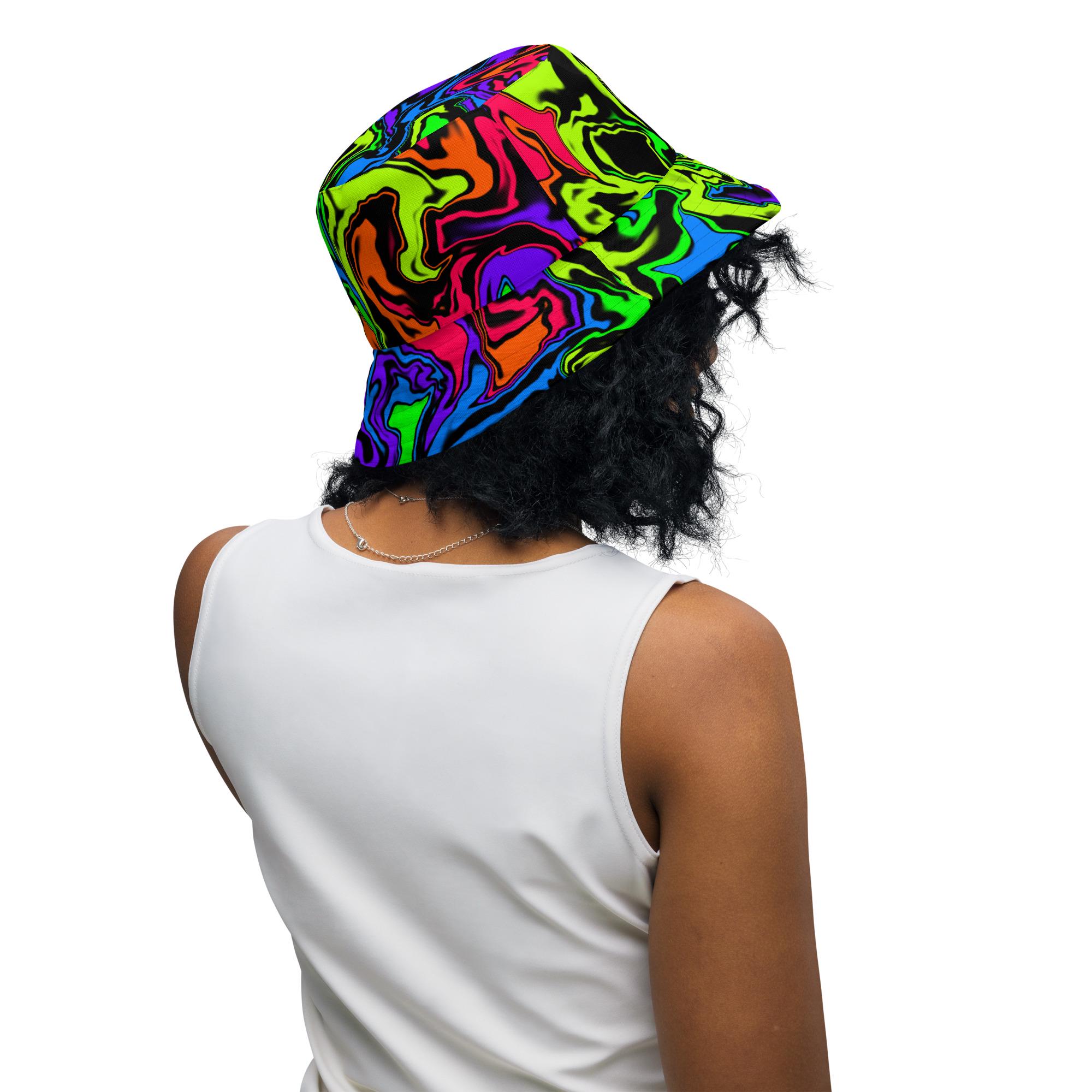 Vortex Reversible Bucket Hat | Rainbow Bucket Hat Mens Rave Wear Rave ...