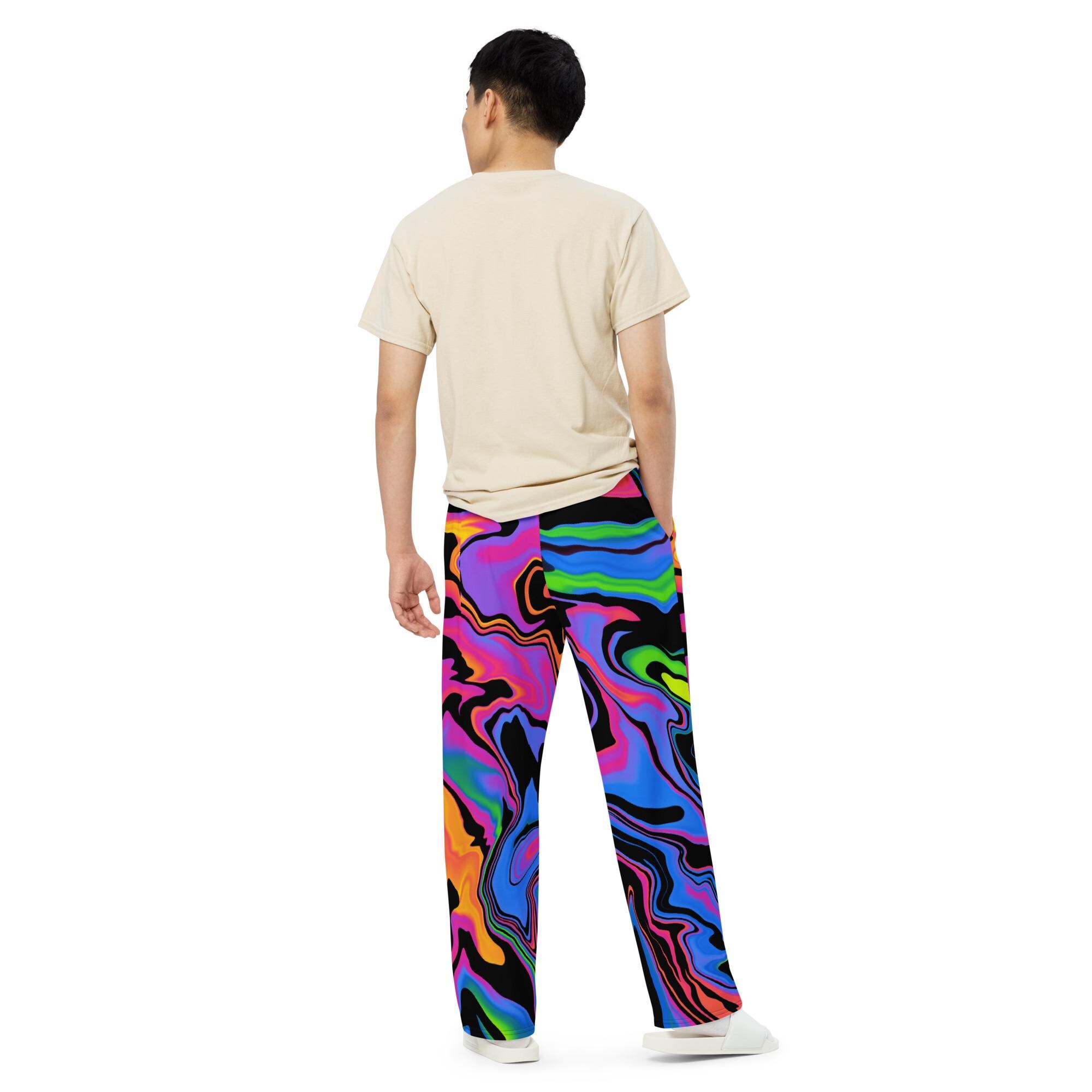 Fat Pants Rave Dark Rainbow Unisex Wide-leg Pants | Rave Pants Edm Festival Outfit ...