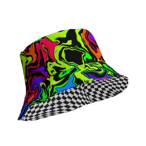 Vortex Reversible Bucket Hat | rainbow bucket hat mens rave wear rave accessory festival outfit mens electric forest unisex rave outfit