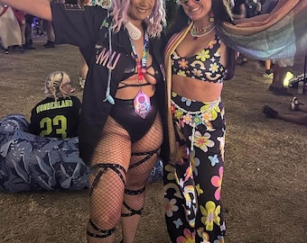 Funky Town Unisex Wide-Leg Pants | winter rave pants rainbow lounge pants pajamas EDSea outfit mens rave womens rave outfit plus size modest